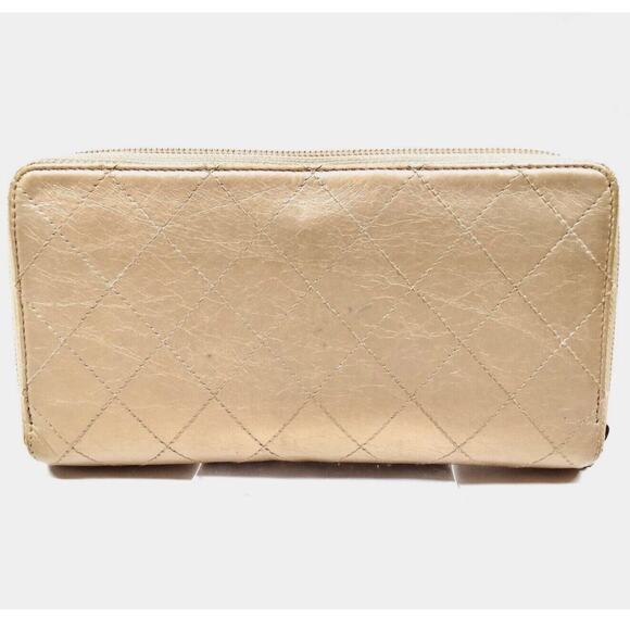 Authentic Gold Leather Chanel Textured CC Long Zip Around Wallet - Picture 3 of 10